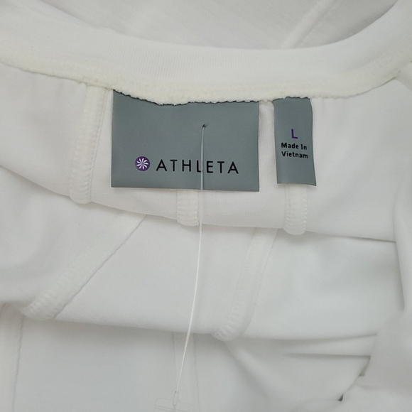 Athleta white UPF Unstinkable t-shirt 3/4 zipper short sleeve women size L New - Picture 7 of 12